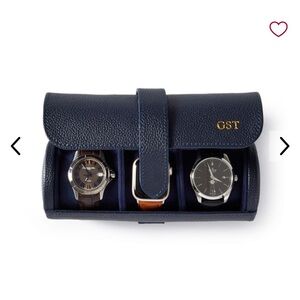 Mark & Graham Navy Blue Leather Watch Roll